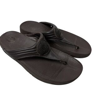 FitFlop Brown Rubber Thong SlipOn Slide Sandals SZ 11 Wobble Board Beach Comfort